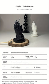 Bougie d'aromathérapie en cire de soja - Motif mains en prière, décoration intérieure scintillante, bougie parfumée à mèche unique pour la méditation et la relaxation