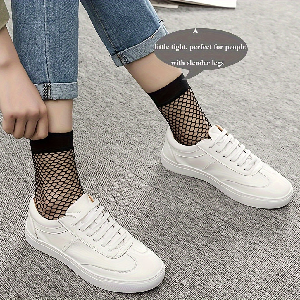 3 pares de calcetines sexys para mujer, talla grande, elásticos, calados, de rejilla, transpirables, cortos.