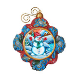 Adorno navideño de muñeco de nieve esculpido y pintado a mano por G. DeBrekht - Decoración navideña de Papá Noel - 6102443