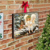 Ángel americano de compañía invernal, arte mural de madera de D. Gelsinger - Decoración navideña - 95657B-0718