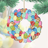 Easter Eggs Wreath Wooden Ornaments by G. DeBrekht - Easter Spring Decor - 8185310