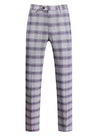 Mens Classic Suit Pants Straight Fit Modern Formal Dress Pants Separate Trousers US Size 40W x 32L Plaid Light Purple - Lootquake