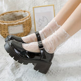 1 Pair Floral Lace Mesh Socks, Thin Sheer Retro Style Mid Tube Socks, Women's Stockings & Hosiery