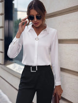 Fashionable Elegant Business Style Long Sleeve Shirt With Pearl Button - Lootquake