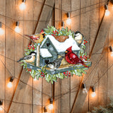 Front Door Winter Cardinals Birdhouse Decor - Christmas Welcome by Susan Winget - Handmade Gift Product Code 8471115-2H-SW