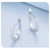 Sterling Silver S925 Simple Zircon Ear Clip White Gold Plated Smooth - Lootquake