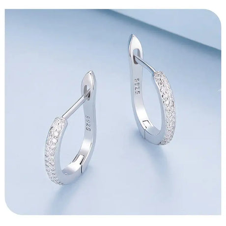 Sterling Silver S925 Simple Zircon Ear Clip White Gold Plated Smooth - Lootquake