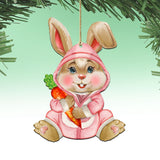 Carrot Baby Pink Bunny Wooden Ornaments by G.DeBrekht - Easter Spring Decor - 815432-3