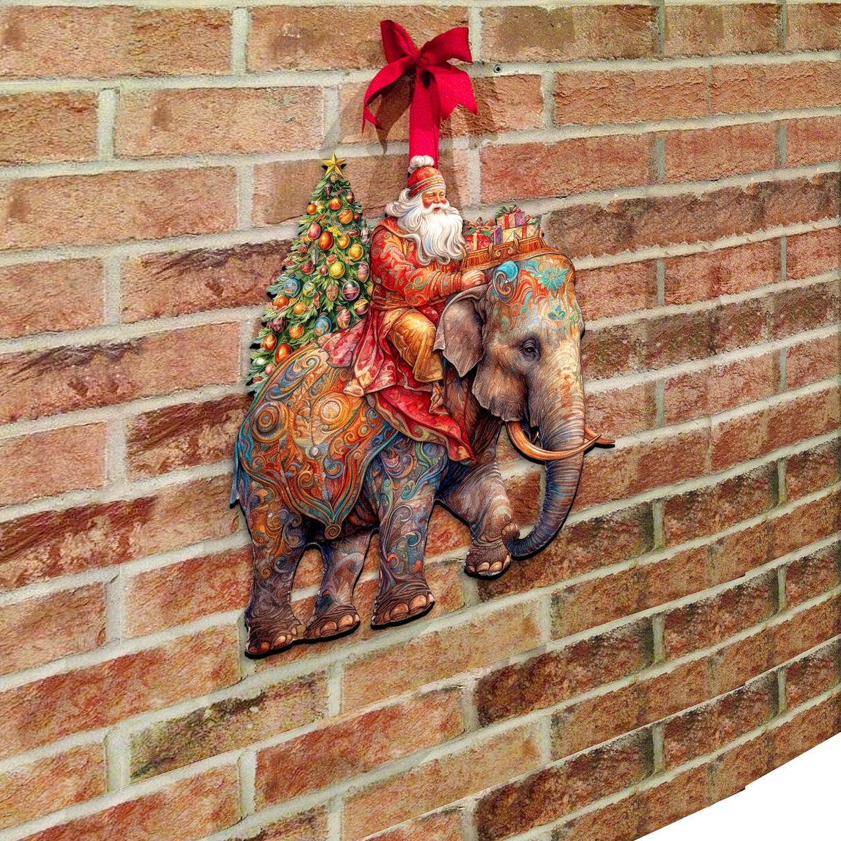 Decoración navideña para puerta con Papá Noel y elefante de G. Debrekht - Decoración navideña - 8611043-2H