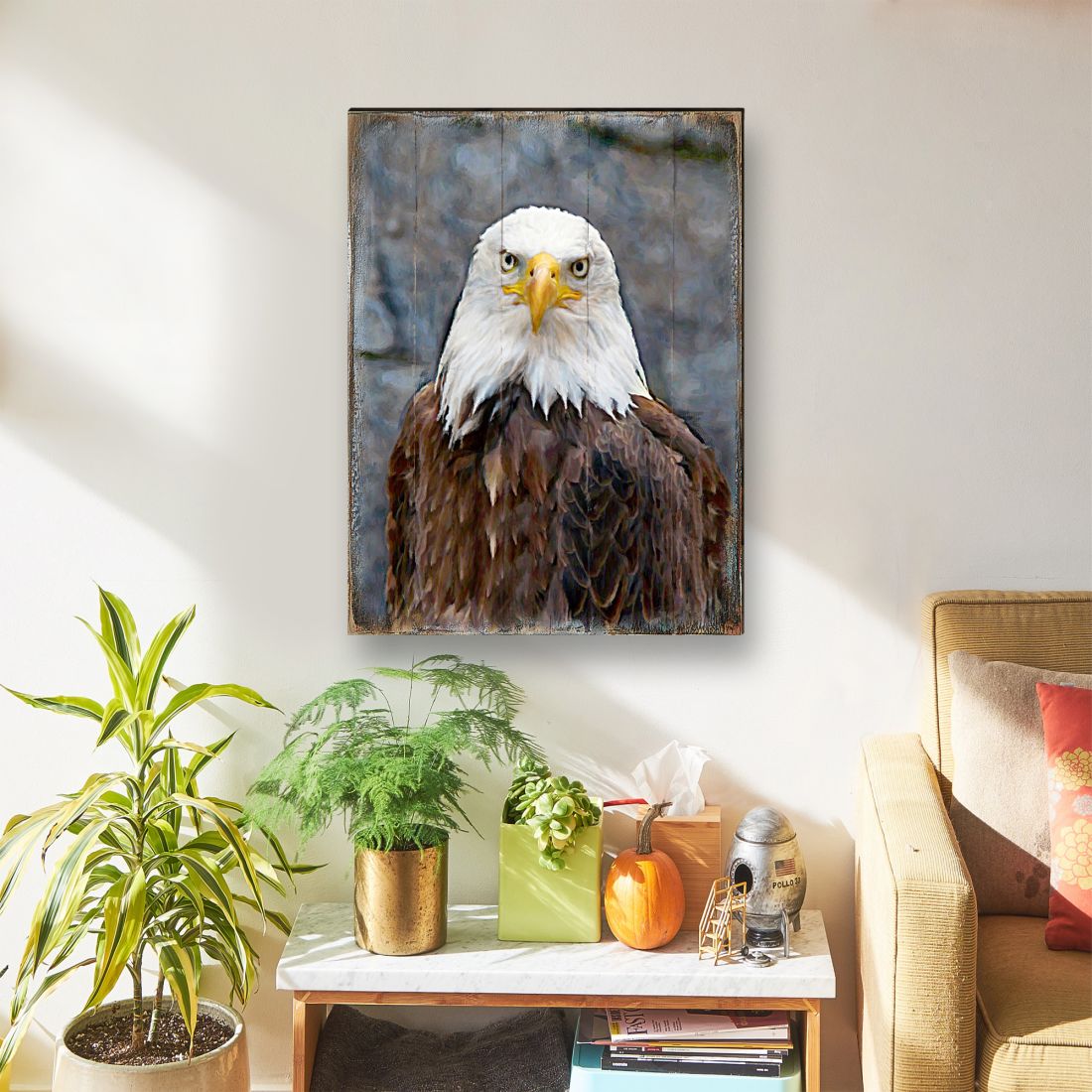 Eagle Portrait Art Wooden Wall Art by Nature Wonders - Nature Wildlife Decor  - 95296B