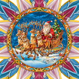 Santa on the Sleigh Star Tree Topper Wooden Decor by G. Debrekht - Santa Snowman Decor - 89516