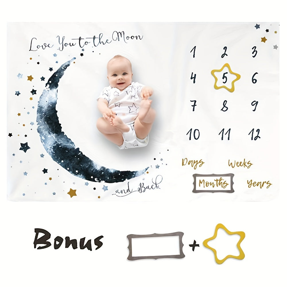 Couverture extra large pour bébé garçon - Accessoire de photographie en polyester avec tableau de croissance mensuel et calendrier - Idéal pour les cadeaux de Noël, d'Halloween et de Thanksgiving