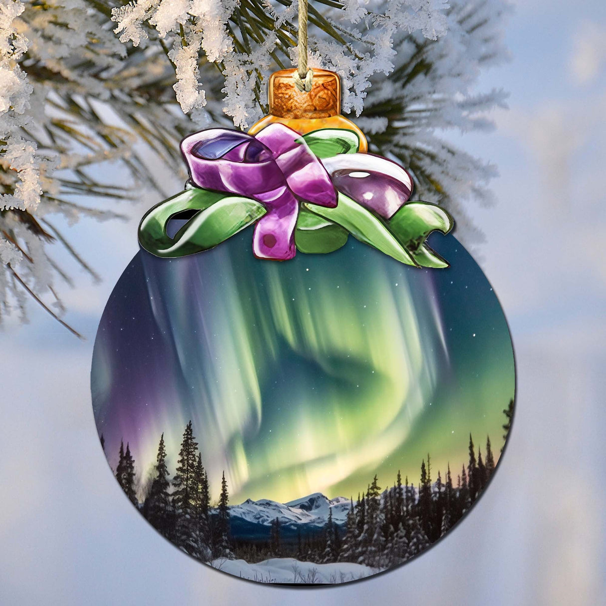 Aurora Borealis Brilliance Wooden Ornaments by G.Debrekht - Wildlife Holiday Decor - 870025
