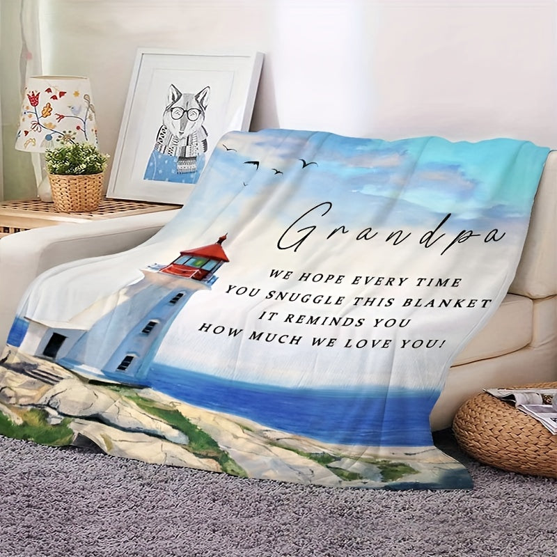 Cozy Grandpa's Delight Flannel Throw Blanket - Ultra-Soft, Warm, and Hypoallergenic for Snuggling Up on Couch, Bed, Office, or Travel - Perfect Birthday Gift Idea for Him