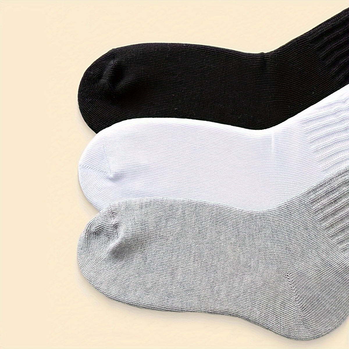 Conjunto de 3 pares de calcetines de media pantorrilla modernos para mujer, de punto liso, suaves y transpirables, tallas grandes (0XL-2XL).