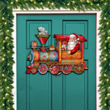 Decoración navideña para puerta con tren de Papá Noel de G. Debrekht - Decoración navideña con muñeco de nieve de Papá Noel - 8611090H