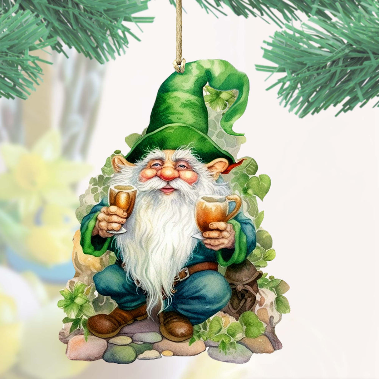 Lucky Leprechaun Wooden Ornaments by G. DeBrekht Easter Spring Decor - 8652778