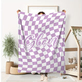 1pc Custom Blanket Vintage Striped Name Custom Blanket Soft Flannel Sofa Blanket TV Blanket Personalized Custom Blanket Exclusive Gift Blanket
