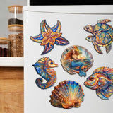 Mermaid and Friends Decorative Wooden Magnets Set of 6 by G. Debrekht - Coastal Decor - 8090064G-S6