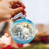 Adorno de cristal con forma de oso polar y cachorro de G. Debrekht - Decoración navideña con animales salvajes - 73386