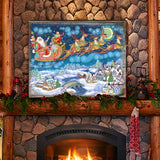 Up-Up and Away Santa Wooden Wall Art by G. DeBrekht - Christmas Santa Snowman Decor - 8151062B