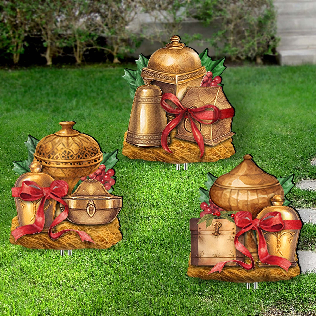 Holy Gifts Outdoor Garden Decor Set of 3 by G. Debrekht - Christmas Tree Outdoor Decor - 8191500-2M3