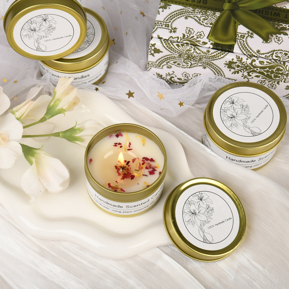 4pcs Scented Candle Gift Set - Premium Relaxation Aromatherapy with 12 Unique Scents, Perfect for Birthdays, Weddings, Thanksgiving & Christmas - Soy Wax in Metal Jar