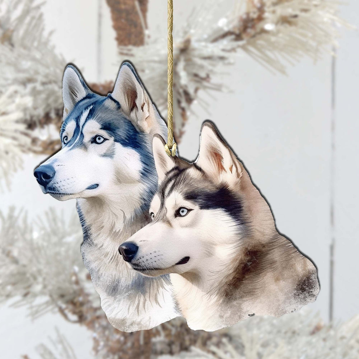 Adornos de madera de husky de Alaska con espíritu de G.Debrekht - Decoración navideña con temática de vida silvestre - 8710115-1