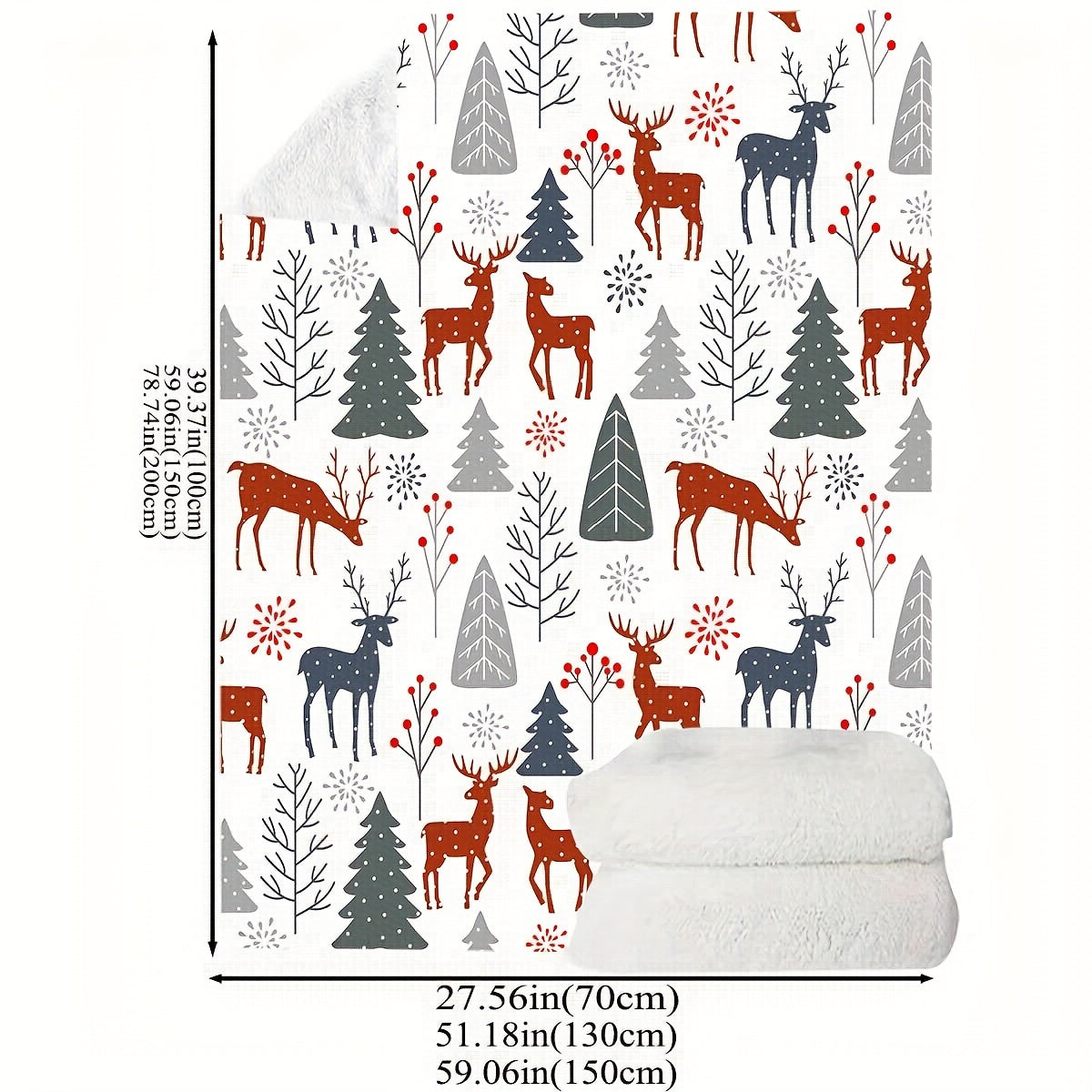 1 couverture imprimée motif cerf sur le thème de Noël, douce et chaude pour canapé, lit, voiture, bureau, camping, voyage, cadeau idéal pour toutes les saisons
