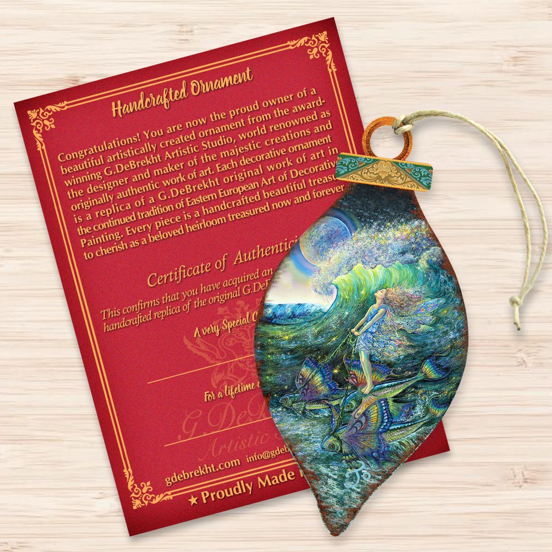 Adornos de madera "Sueño de surfistas" de Josephine Wall - Decoración costera con vida marina - 845622-JW