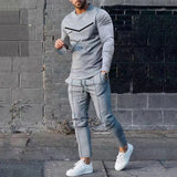 Round Neck Long Sleeve T-shirt Trousers Suit Men - Lootquake