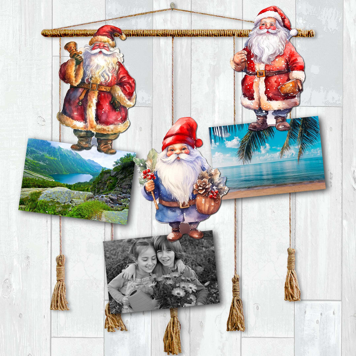 Santa Decorative Wooden Clip-on Ornaments Set of 3 by G. Debrekht - Christmas Decor - 8091009C-S3