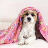 3pacs Pet Blanket Dog Puppy Blanket Paw Print Fleece Blanket For Small Medium Pet Dog Cat Warm Soft Sleep Mat (White, Coffee, Pink )  XS:40*60CM, S:52*76CM