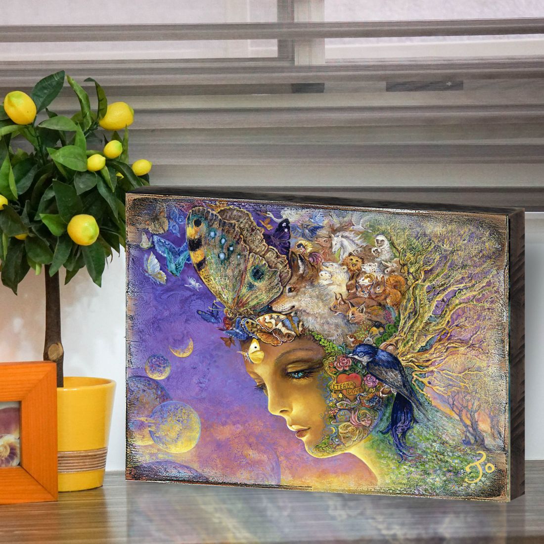 Eternal Love Fantasy Wooden Wall Art by Josephine Wall - Fantasy Decor - 852115-JW