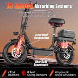 Trottinette électrique pour adultes, avec siège, moteur 740 W, autonomie jusqu'à 32 km/h, batterie 48 V 56,4 V 15 Ah, pneu 14 pouces, avec boîte arrière.
