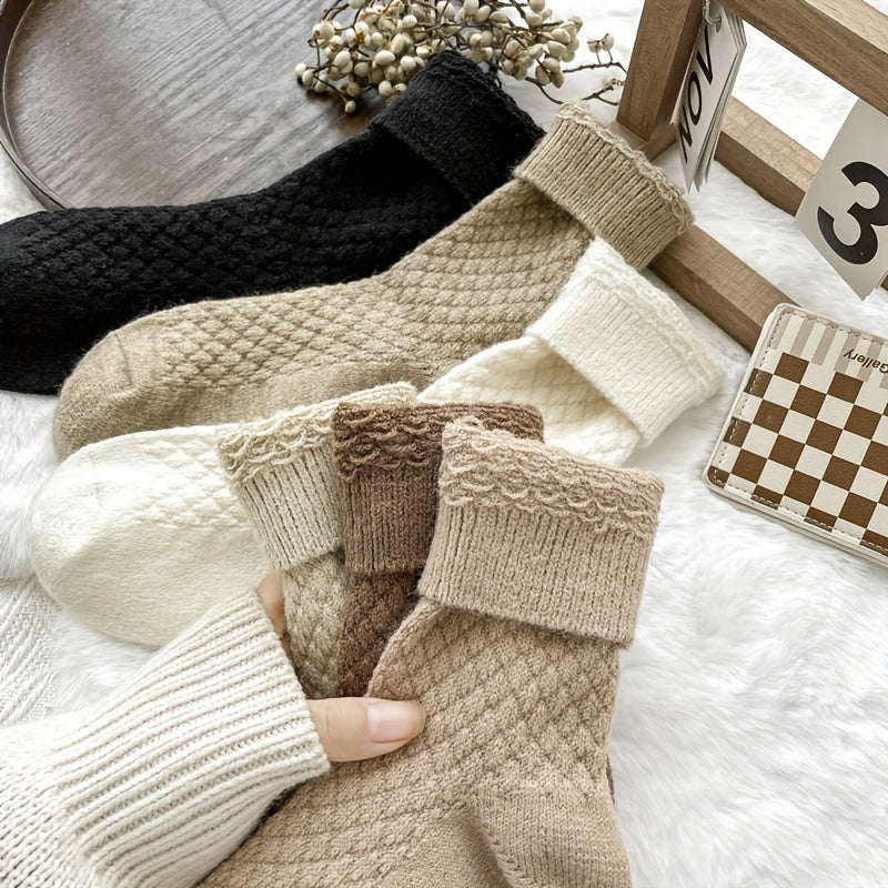 Calcetines a cuadros para mujer - Pack económico de 6 pares | Medias de tubo medio cómodas, elásticas y elegantes