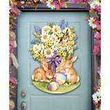 Decoración de puerta de Pascua con conejito de primavera de Susan Winget - Decoración de primavera de Pascua - 8471301H-SW