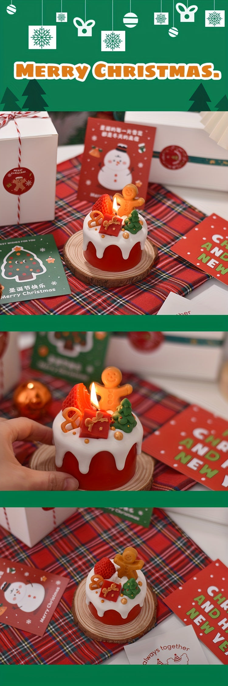 Christmas Aromatherapy Candle, Handmade Scented Candle, Christmas Decoration, Gingerbread Man Cute Christmas Gift For Friends, Adding Sense Of Ceremony, Velvet Rose And Ebony Fragrance