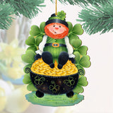 Lepricon's Pot Full of Gold Wooden Ornaments by Jamie Mills-Price - Celtic Decor - 8457707-MP