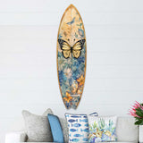 Yellow Monarch Butterfly Surfboard Coastal Wall Art by G. DeBrekht - Coastal Holiday Decor - 8490109HS