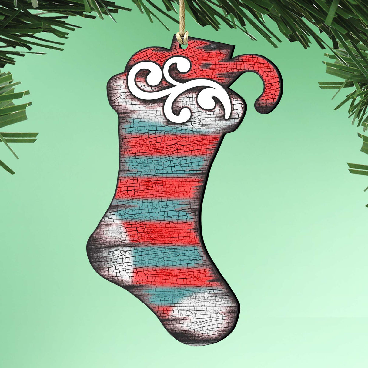 Blue Stocking Wooden Ornaments Christmas by G. DeBrekht - Christmas Decor - 8198802-2