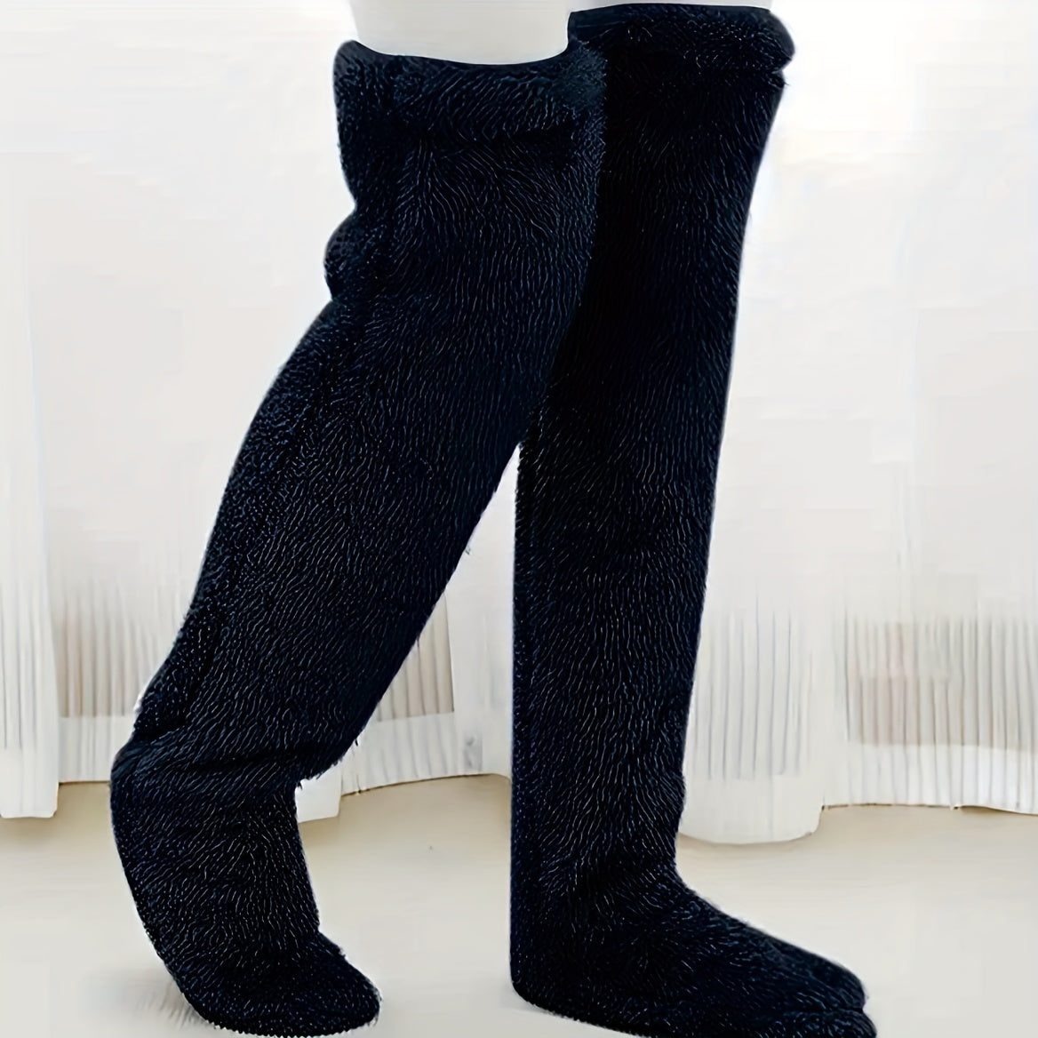 Calcetines afelpados hasta el muslo para parejas: medias de punto cálidas y duraderas por encima de la rodilla, de fácil cuidado.