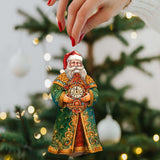 St. Nick's Magic Clock Wooden Ornaments by G. Debrekht - Christmas Santa Snowman Decor - 8691412