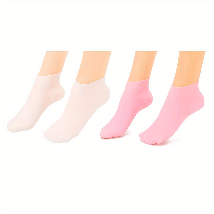 Calcetines hidratantes de gel ultrasuave para mujer (2 o 4 unidades): hidratan los pies secos, suavizan los talones agrietados y exfolian la piel áspera para una suavidad sedosa. Perfectos para pedicura de spa, cuidado personal y uso diario.