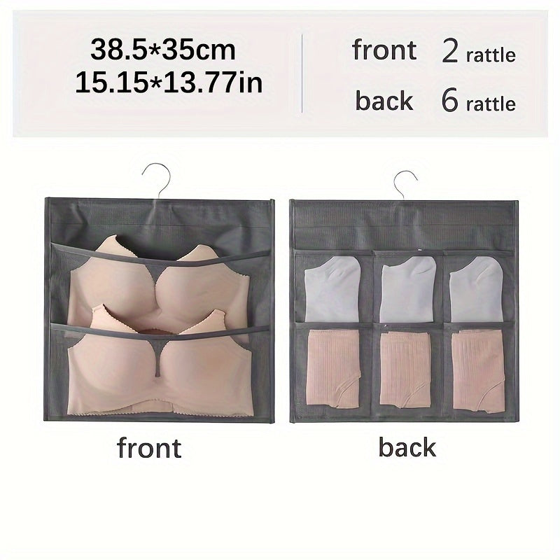 Sac de rangement pour sous-vêtements double face - Solution de rangement polyvalente pour lingerie et chaussettes, design compact et adapté aux voyages, avec fonction d'accrochage facile
