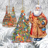 Papá Noel de todo el mundo - Papá Noel de inspiración francesa - Juego de 3 adornos de madera de G. DeBrekht - Decoración navideña de Papá Noel y muñeco de nieve - 8091303S3