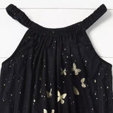 Ladies' Black Butterfly Ruffle Loop Mini Dress With Loop - Lootquake