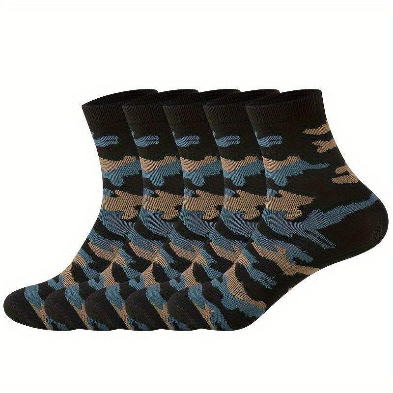 3/30 pares de calcetines deportivos con estampado de camuflaje para hombre, transpirables, cómodos y casuales, unisex, para uso al aire libre en todas las estaciones.