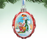 Playing with The Snowman Mercury Glass Ornament by G. DeBrekht - Christmas Santa Snowman Decor - 777383