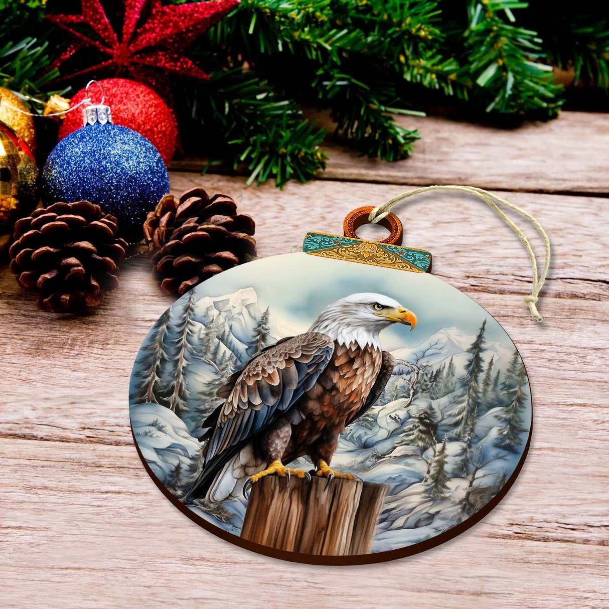 Bald Eagle in Alaska Wooden Ornaments by G.Debrekht - Wildlife Holiday Decor - 870061
